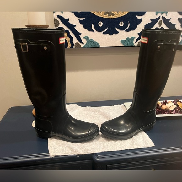 Hunter original tall rain boots black size 9 excellent condition - Picture 2 of 16
